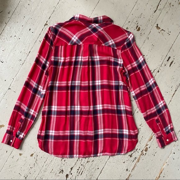 Old Navy Button Down Tunic Red Flannel Shacket Shirt - Picture 8 of 8